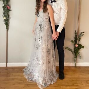 Fashion Nova Gray Floral Dress